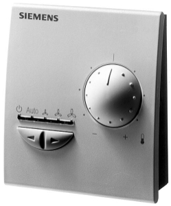 Bild von Siemens Raumgerät mit Fühler, Sollwert-, Betriebsart-, Ventilatorstufenwahl und PPS2-Schnittstelle, Art.Nr.: QAX33.1