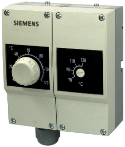 Bild von Siemens Doppeltemperaturregler/-wächter, TR 40…120 °C/ TW 40…120 °C, Doppelschutzrohr 100mm, Kapillare je 70, Art.Nr.: RAZ-TW.1200P-J