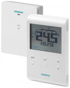 Bild von Siemens Drahtloser Raumthermostat mit Auto-Zeitschaltprogramm, inkl. Empfänger, Art.Nr.: RDE100.1RFS - Nachfolger RDL211RF.ST wird geliefert