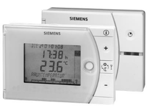 Bild von Siemens Zweipunkt-Raumthermostat mit Wochenschaltuhr, Empfänger mit Relaisausgängen (Funkset), Batterie, Hei, Art.Nr.: REV24RFDC/SET