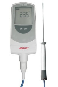 Bild von Ebro Electronic TFE-510+TPE 400 Thermometer Typ T (schnelle Ansprechzeit), mit Einstichfühler NL120/3mm an Handgriff an 60cm Silikonkabel, Lemo, Art.Nr. : 1340-5516