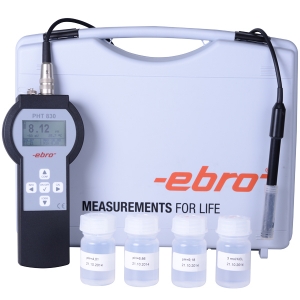 Bild von Ebro Electronic PHT 830-2 pH-Meter-Set (pH-Meter, Glas-Elektrode, 3 Pufferlösungen, KCl-Lösung, alles im Kunststoffkoffer), Art.Nr. : 1340-5813