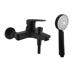 Bild von Laufen Armaturen - Bademischer, Ausladung 191 mm, Anschlussdistanz 153 mm, mit Verschraubungen, mit Zubehör, PVD Titanschwarz matt , Art.Nr. : HF500760428000