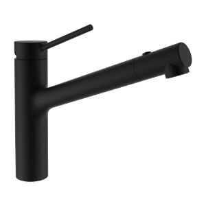 Bild von Laufen Armaturen - Spültischmischer, Ausladung 225 mm, Schwenkauslauf, Auszugbrause mit 2 Strahlarten, PVD inox schwarz , Art.Nr. : HF905437448000