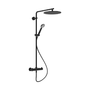 Bild von Laufen Armaturen - Showerstation Vivid, thermostatisch, mit Ablage, Regenbrause Ø 300 mm, Handbrause Stella 80 3F, PVD Titanschwarz matt , Art.Nr. : HF905452428730