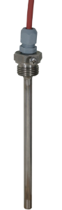 Bild von Sensortec - Kabeltauchfühler 100 mm mit Tauchhülse V4A und Zugentlastung, PVC-Kabel 2m, +105°C, Art.Nr. : SFVA100P PT1000