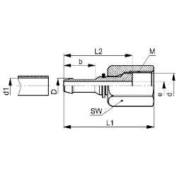 Bild von SERTO Schlauchtüllen SERTO SO 50526 vormontiert, Edelstahl rostfrei Typ: SO 50526‑A8‑6, Art.Nr. :  058.0520.140