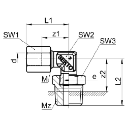 Bild von SERTO Winkelverschraubungen SERTO SO 52121 mit Übergangsnippel, Edelstahl rostfrei Grösse: 3‑ M 6 x 0.75, Art.Nr. :  058.2143.055