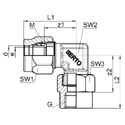 Bild von SERTO Winkelverschraubungen SERTO SO 42221 mit Übergangsmuffe, M-Programm, Messing Grösse: 15 ‑ 3/8, Art.Nr. :  018.2201.532
