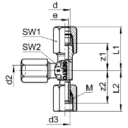 Bild von SERTO L-Verschraubungen SERTO SO 53625 L einstellbar, vormontiert, Edelstahl rostfrei Grösse: A10‑10‑10, Art.Nr. :  058.3630.100