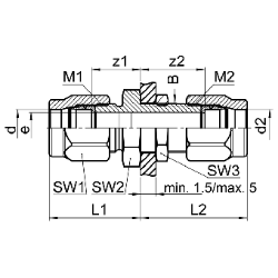 Picture of SERTO Schottverschraubungen SERTO SO 41521 Messing gerade, reduziert, M-Programm, Durchführungslänge max. 5 mm Grösse: 10‑ 8, Art.Nr. :  018.1504.190