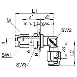 Bild von SERTO Winkel-Schottverschraubungen SERTO SO 42721 Messing M-Programm, Durchführungslänge max. 5 mm Grösse: 6, Art.Nr. :  018.2700.060