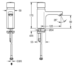 Bild von KWC F5S F5SV1002 Selbstschluss-Standventil mit Rückflussverhinderer:nein, Berechnungsdurchfluss Trinkwasser:0.15 l/s, A3000 open-kompatibel:nein, Art.Nr. : 2030039426