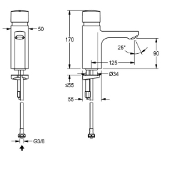 Bild von KWC F5S F5SV1001 Selbstschluss-Standventil mit Rückflussverhinderer:nein, Berechnungsdurchfluss Trinkwasser:0.15 l/s, A3000 open-kompatibel:nein, Art.Nr. : 2030036165