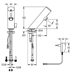 Picture of KWC F3EM1002 Elektronik-Standbatterie mit Rückflussverhinderer:ja, Berechnungsdurchfluss Trinkwasser:0.07 l/s, Berechnungsdurchfluss Warmwasser:0.07 l/s, Art.Nr. : 2030033389