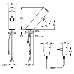 Bild von KWC F3EV1002 Elektronik-Standventil mit Rückflussverhinderer:nein, Berechnungsdurchfluss Trinkwasser:0.1 l/s, A3000 open-kompatibel:nein, Art.Nr. : 2030033387