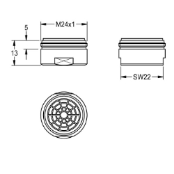 Picture of KWC ACXX1005 Luftsprudler 1,8 l/min Gesamttiefe:26 mm, Gesamthöhe:13 mm, Gesamtbreite:26 mm, Art.Nr. : 2030041442