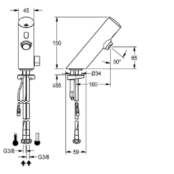 Bild von KWC F3EM1005 Elektronik-Standbatterie mit Rückflussverhinderer:ja, Berechnungsdurchfluss Trinkwasser:0.07 l/s, Berechnungsdurchfluss Warmwasser:0.07 l/s, Art.Nr. : 2030039469