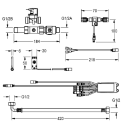 Bild von KWC AQUA121 Elektronische Armaturenkomponent mit Rückflussverhinderer:nein, Berechnungsdurchfluss Trinkwasser:0.2 l/s, Voreinstellung Hygienespülung:24 Stunden nach der letzten Betätigung, Art.Nr. : 2000101449