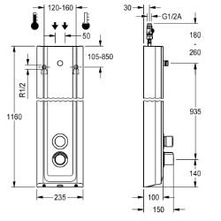 Bild von KWC F5ST2024 Duschpaneel MIRANIT Zusätzliche Verbindungen:nein, mit Rückflussverhinderer:ja, Zirkulation:nein, Art.Nr. : 2030056543