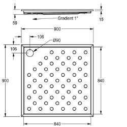 Bild von KWC CAMPUS CMPX404N Duschwanne Material:Edelstahl, Materialtyp:1.4301 Chromnickelstahl V2A, Materialstärke:1.2 mm, Art.Nr. : 2030068014