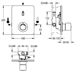 Bild von KWC F3ET2004 Elektronik-Thermostatbatterie Zusätzliche Verbindungen:nein, mit Rückflussverhinderer:ja, Ausführung Einbauarmatur:F-Set, Art.Nr. : 2030067170