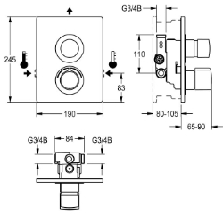 Bild von KWC F5ST2032 Selbstschluss-Thermostatarmatur Zusätzliche Verbindungen:nein, mit Rückflussverhinderer:ja, Ausführung Einbauarmatur:F-Set, Art.Nr. : 2030067154