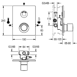 Bild von KWC F5ET2031 Elektronik-Thermostatbatterie Zusätzliche Verbindungen:nein, mit Rückflussverhinderer:ja, Ausführung Einbauarmatur:F-Set, Art.Nr. : 2030067151