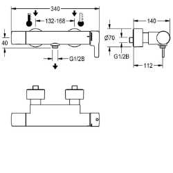 Picture of KWC F5LT2012 Thermostat-Wandbatterie Zusätzliche Verbindungen:nein, mit Rückflussverhinderer:ja, Zirkulation:nein, Art.Nr. : 2030066503