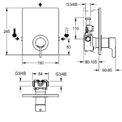 Bild von KWC F5LT2005 Thermostat-Einbaubatterie Zusätzliche Verbindungen:nein, mit Rückflussverhinderer:ja, Ausführung Einbauarmatur:F-Set, Art.Nr. : 2030066500
