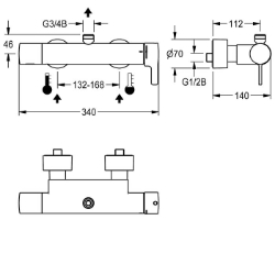 Picture of KWC F5LT2004 Thermostat-Wandbatterie Zusätzliche Verbindungen:nein, mit Rückflussverhinderer:ja, Zirkulation:nein, Art.Nr. : 2030066498