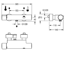 Bild von KWC F5ET2006 Elektronik-Thermostatbatterie Zusätzliche Verbindungen:nein, mit Rückflussverhinderer:ja, Berechnungsdurchfluss Trinkwasser:0.15 l/s, Art.Nr. : 2030039543