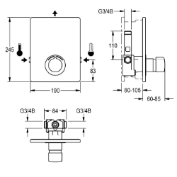 Picture of KWC F5SM2004 Selbstschluss-Einbaubatterie Zusätzliche Verbindungen:nein, mit Rückflussverhinderer:ja, Ausführung Einbauarmatur:F-Set, Art.Nr. : 2030029012
