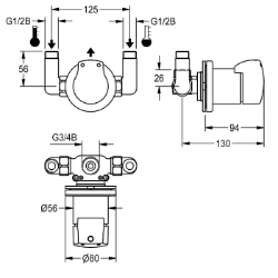 Bild von KWC AQMX0002 Selbstschluss-Eingriffmischer Zusätzliche Verbindungen:nein, mit Rückflussverhinderer:ja, Berechnungsdurchfluss Trinkwasser:0.15 l/s, Art.Nr. : 2000103747