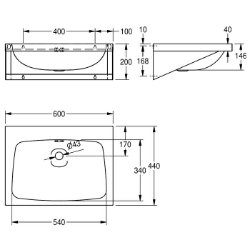 Bild von KWC ANIMA WT600A Waschtisch Beckenposition:mittig, Becken: Höhe:146 mm, Oberflächenbehandlung des Beckens:seidenmatt, Art.Nr. : 203.0000.155