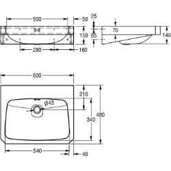 Bild von KWC ANIMA WT600C-M Waschtisch Typ des Beckens:Waschbecken, Beckenposition:mittig, Becken: Höhe:146 mm, Art.Nr. : 2000103766