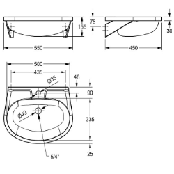 Bild von KWC ANIMA BS204-M Waschtisch Typ des Beckens:Waschbecken, Beckenposition:mittig, Becken: Höhe:155 mm, Art.Nr. : 2000103078