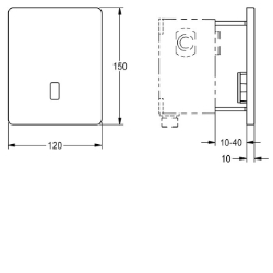 Bild von KWC F5E F5EF3010 Urinalspülarmatur Ausführung Einbauarmatur:F-Set, Höhe der Abdeckplatte:150 mm, Breite der Abdeckplatte:120 mm, Art.Nr. : 2030067743