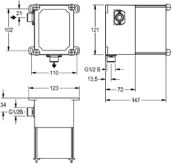 Picture of KWC AQLN0006 Urinalspülarmatur Anwendung:Urinalspülung, Ausführung Einbauarmatur:Einbauteil, Nennweite:DN 15, Art.Nr. : 2000107414