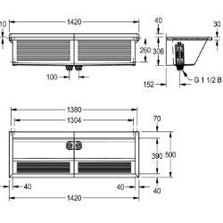 Bild von KWC SIRIUS BS315N Waschtrog Spritzschutzhöhe:40 mm, Beckenposition:mittig, Becken: Höhe:306 mm, Art.Nr. : 2030045755