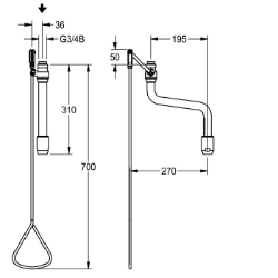 Bild von KWC FAID0009 Notdusche mit Zugstange Farbe:grün, Ausladung des Auslaufs:195 mm, Art Des Anschlusses:Rohranschluss, Art.Nr. : 2030019182