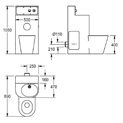 Bild von KWC HEAVY-DUTY HDTX816M Kombi-Unit Gehäusebreite:500 mm, Revisionstür-Paneel:ja, Bodenbefestigungsplatte:nein, Art.Nr. : 2000100969