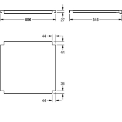 Bild von KWC MAXT70-70 Tablar zu Maxima Material:Edelstahl, Materialtyp:1.4301 Chromnickelstahl V2A, Materialstärke:1.2 mm, Art.Nr. : 2000100002