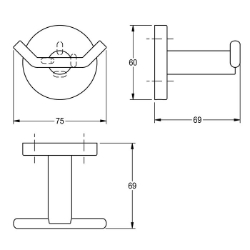 Bild von KWC FIRMUS FIRX0110HP Kleiderhaken doppelt Anzahl der Haken:2, Material:Edelstahl, Materialtyp:1.4301 Chromnickelstahl V2A, Art.Nr. : 2000106287