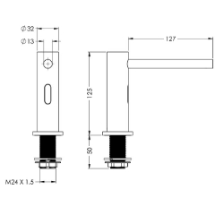 Bild von KWC SD99-013 Elektronischer Seifenspender Eingangsspannung V:230 Volt, Material:Messing, Oberflächenbehandlung:gebürstet, Art.Nr. : 2030054678