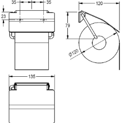 Bild von KWC RODAN RODX678 WC-Rollenhalter Maximale Tiefe/Durchmesser Verbrauchsmaterial:150 mm, Maximale Breite Verbrauchsmaterial:130 mm, Füllmenge:1, Art.Nr. : 2030013026