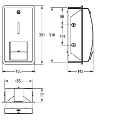 Bild von KWC STRATOS STRX671E WC-Rollenhalter Maximale Tiefe/Durchmesser Verbrauchsmaterial:120 mm, Maximale Breite Verbrauchsmaterial:115 mm, Füllmenge:2, Art.Nr. : 2000057396