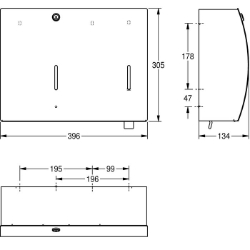 Picture of KWC STRATOS STRX601 Papierhandtuch- und Seifenspende Kombinationsteil 1:Papierhandtuchspender, Kombinationsteil 2:Seifenspender, Füllmenge 1:400, Art.Nr. : 2000057209