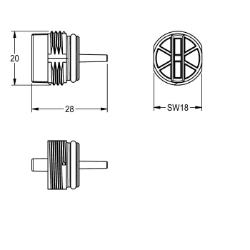 Bild von KWC ESHOW0044 Blindstopfen Gesamttiefe:20 mm, Gesamthöhe:28 mm, Gesamtbreite:20 mm, Art.Nr. : 2030012237