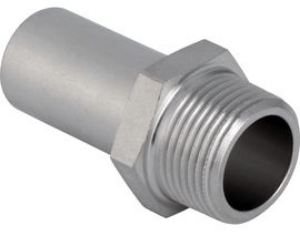 Bild von Geberit - Übergangsstücke GEBERIT MAPRESS Edelstahl Rostfrei 1.4401 mit Aussengewinde und Einschubende, d mm: 15, R: 1/2, H cm: 5.7, Art.Nr. : 31932